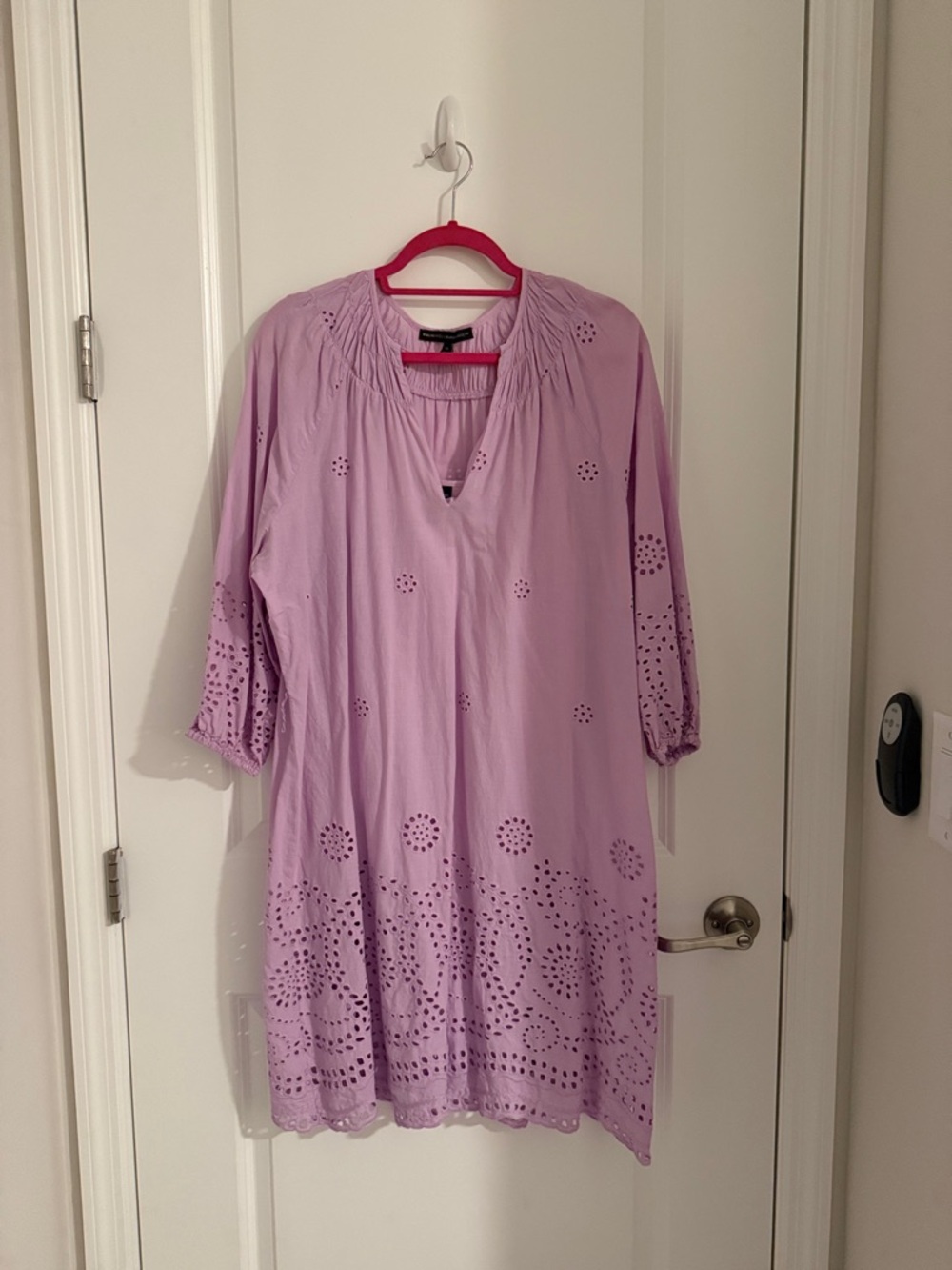 White House Black Market Lilac Eyelet Dress – Size XL Cotton Belted Tunic Dress